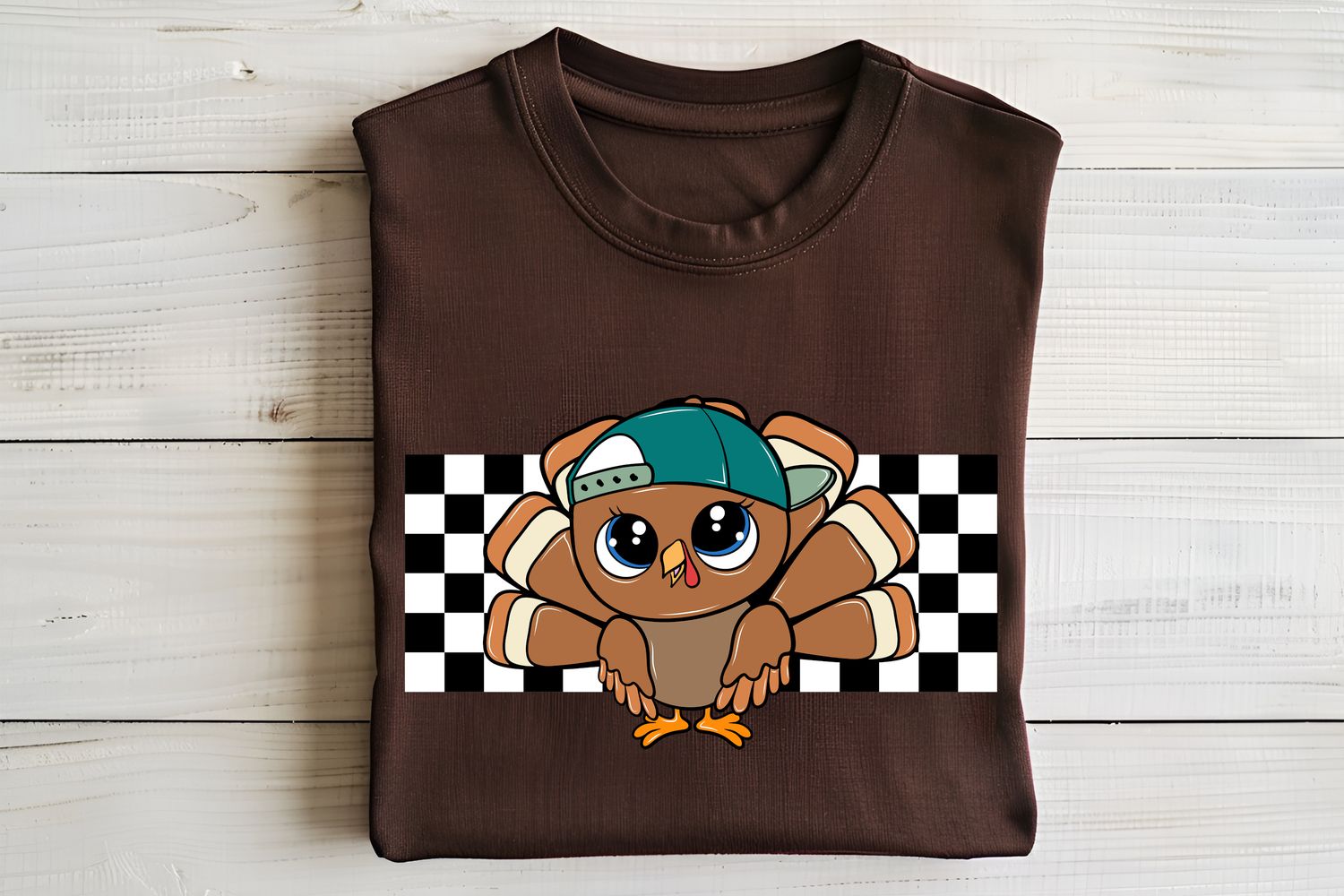 Thanksgiving Turkey Snap Back Hat Checkered DTF Print