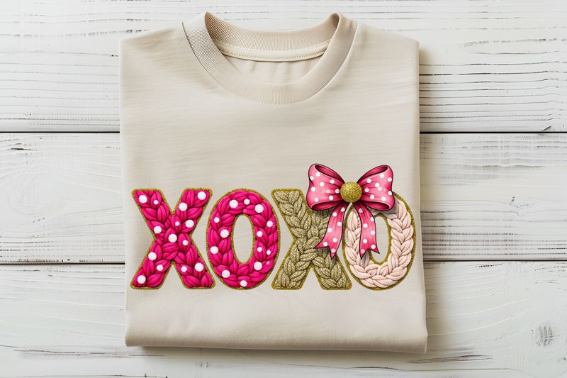 Faux Knit XOXO Valentine DTF Print