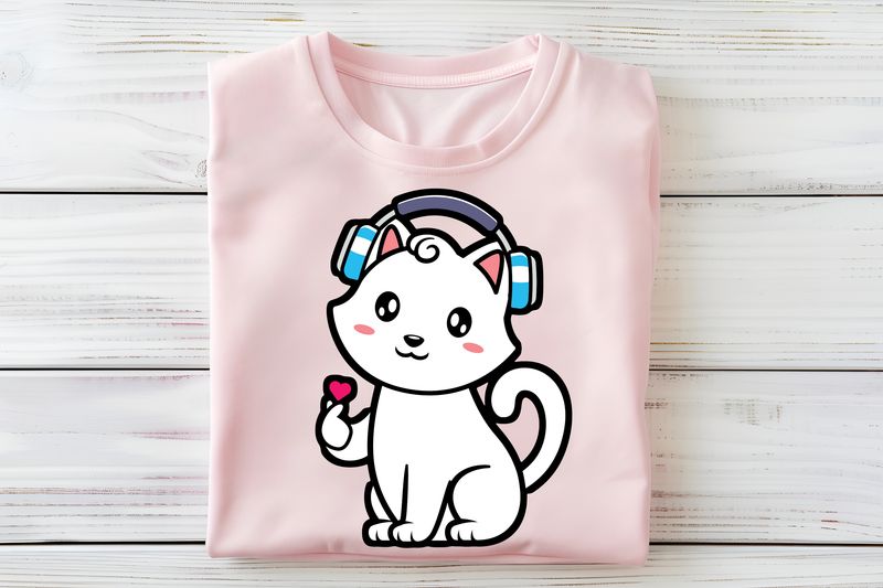 Cat Holding Heart DTF Print