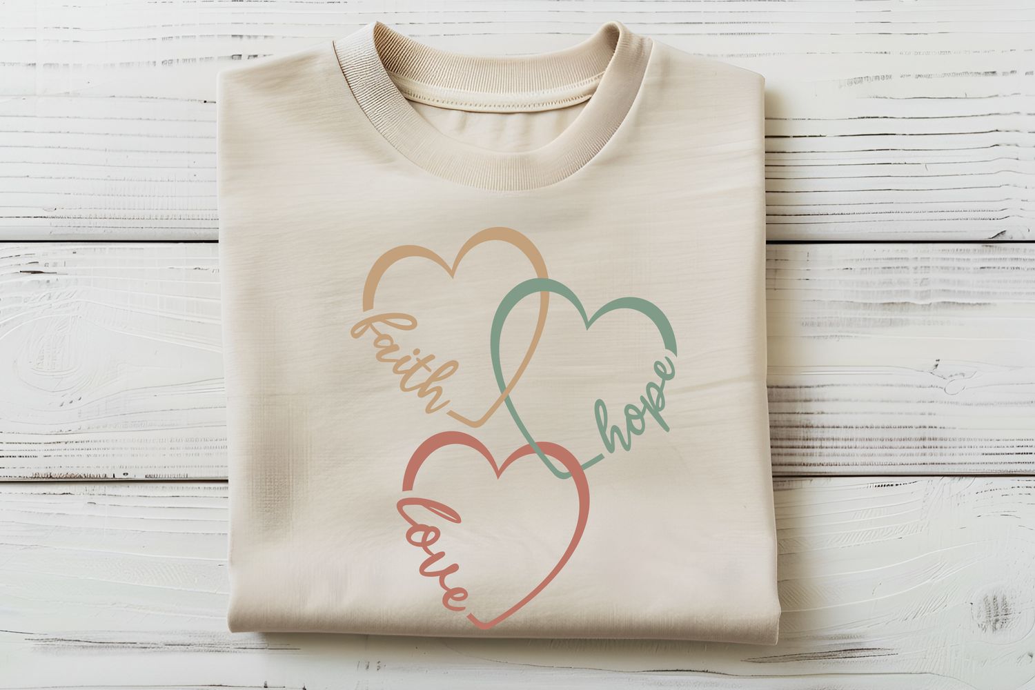 Faith Hope Love Triple Hearts DTF Print