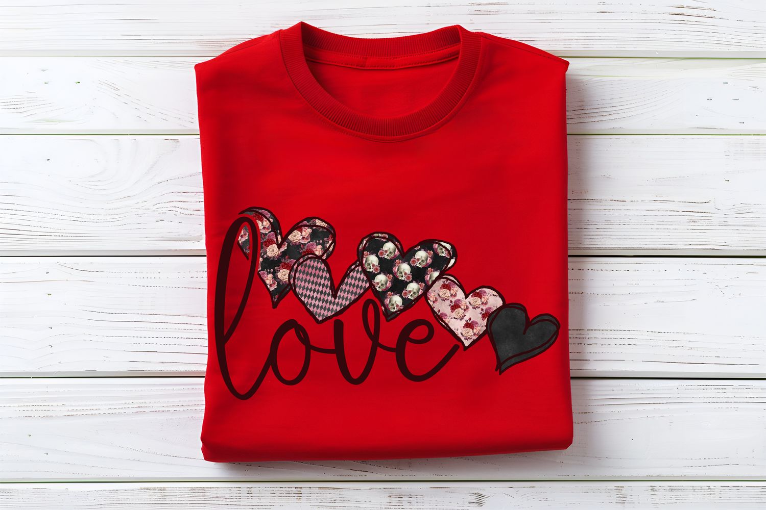 Gothic Love Hearts DTF Print