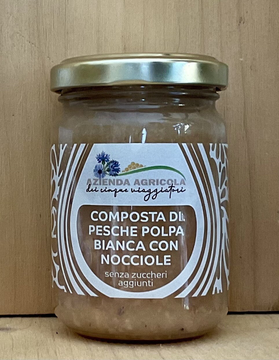 Composta di pesche polpa bianca con nocciole (senza zuccheri aggiunti)150 gr