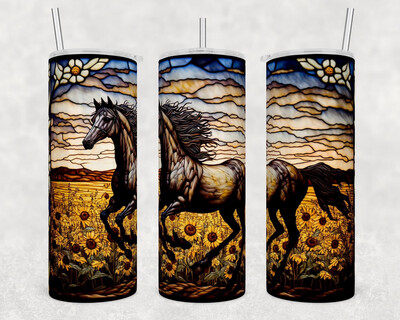 Stained Glass Brown Horse