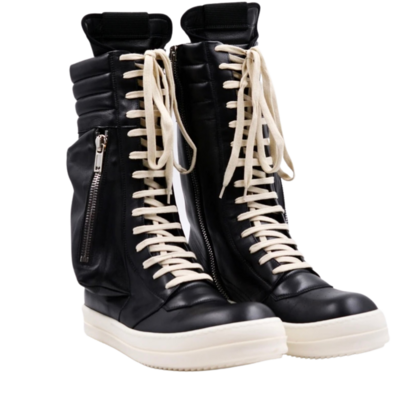 RICK OWENS Black Cargo Basket Sneakers