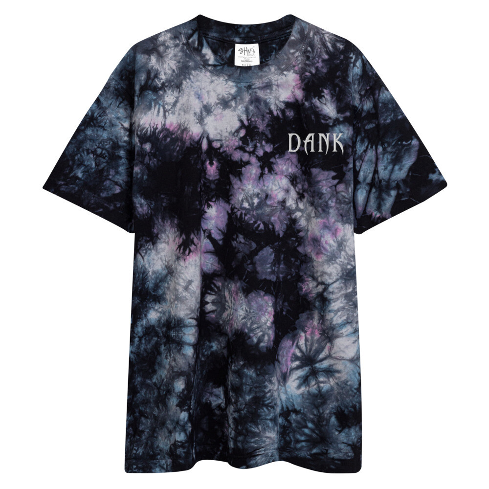 DANK embroidered tie-dye t-shirt.