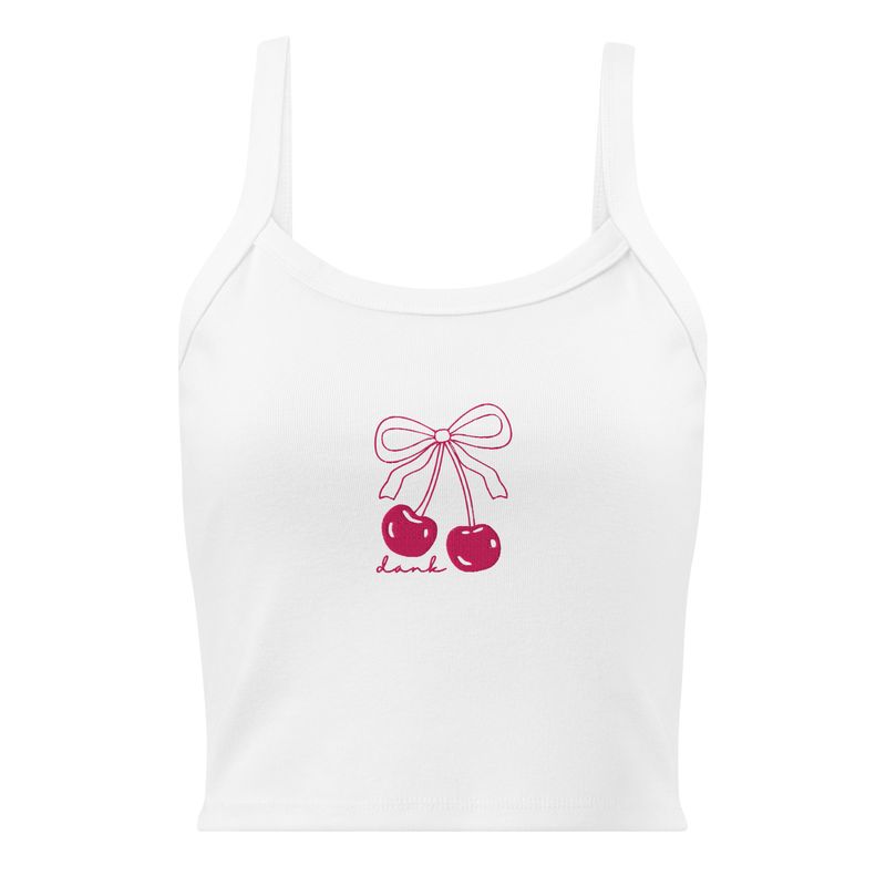 Cherry embroidered micro-rib tank top