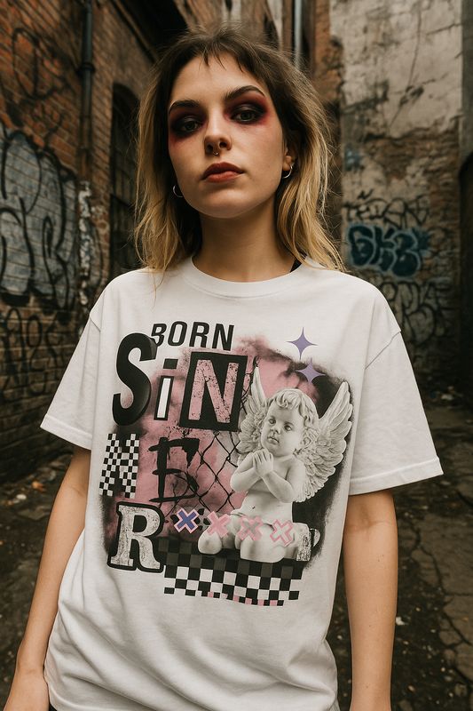 Born sinner garment-dyed heavyweight t-shirt