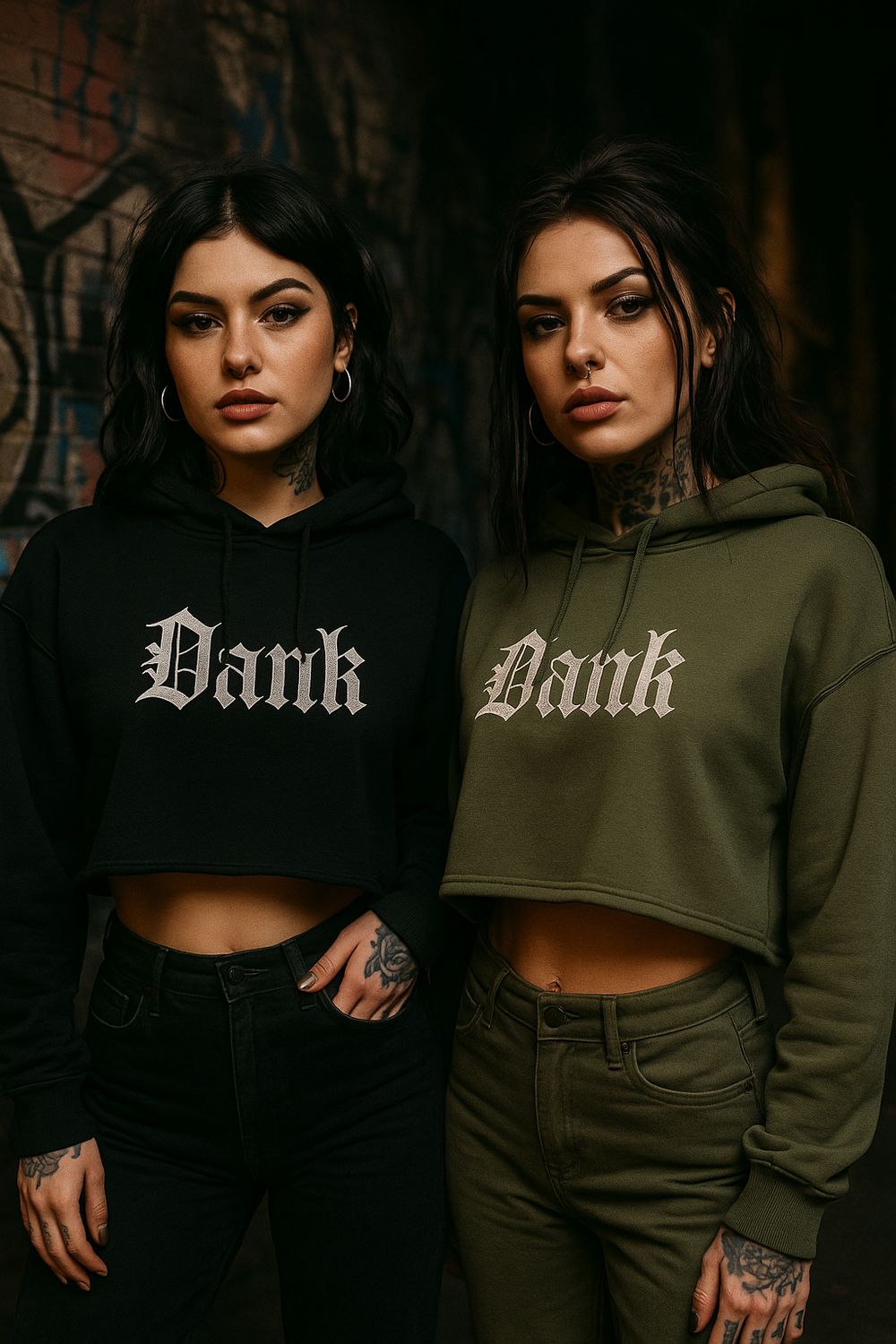 DANK embroidered Crop Hoodie