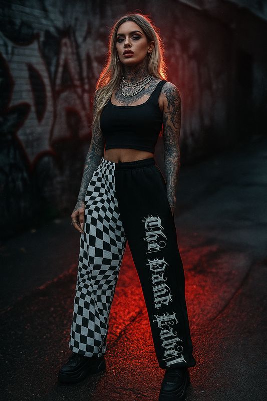 Check yourself wide-leg pants