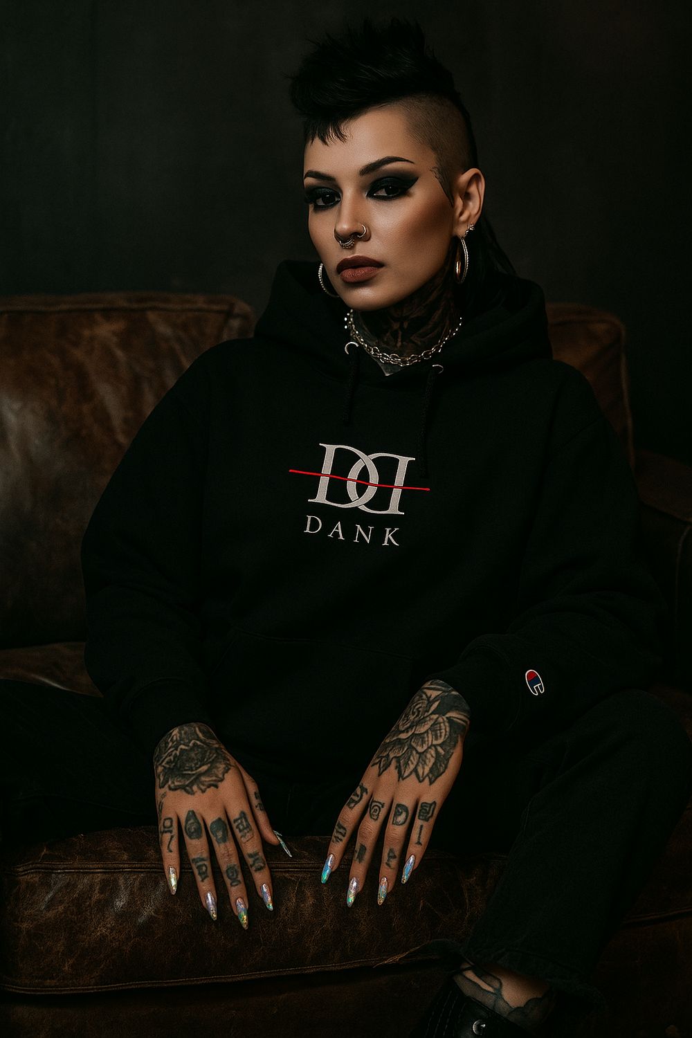 TDL x Champion logo embroidered hoodie