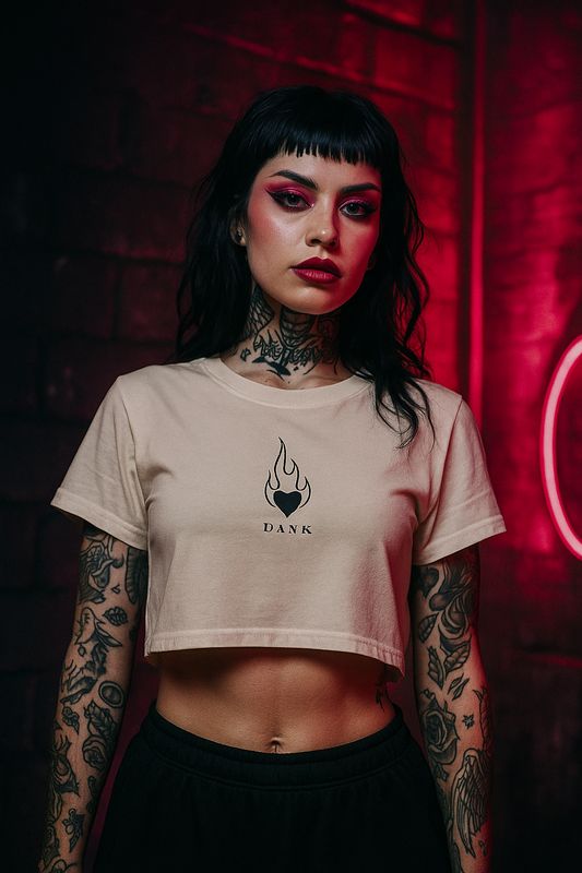 Minimalist heart embroidered crop top