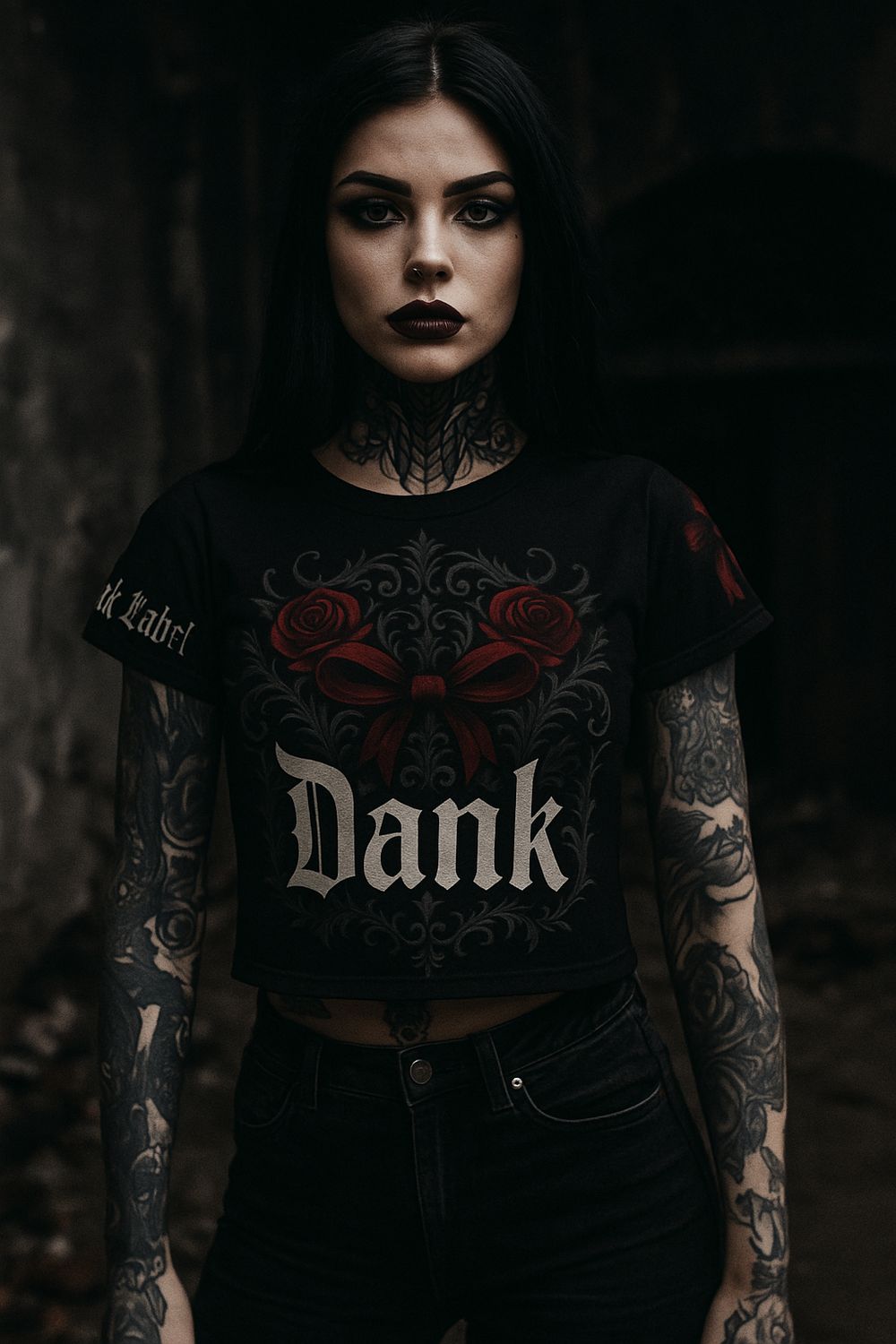 All laced up All-Over Print Crop Tee