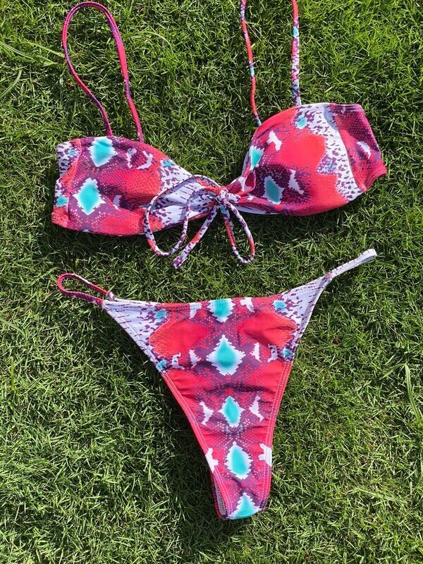 Snakeskin Print Knot Bikini