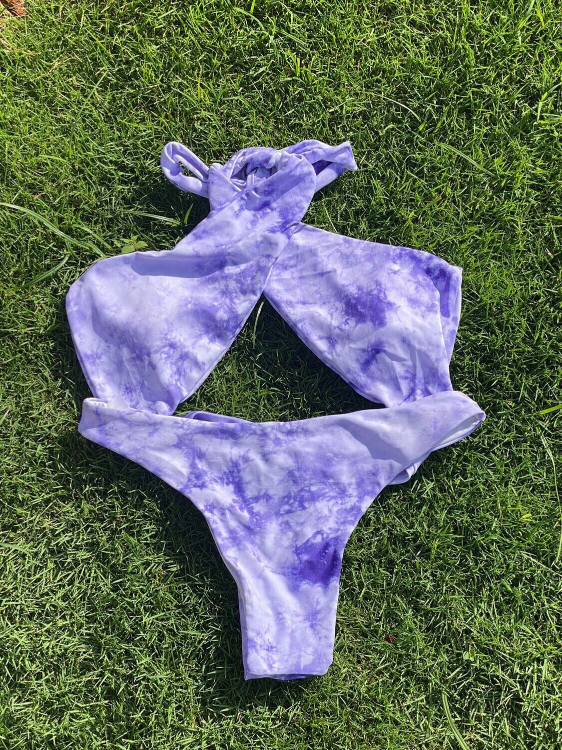 Tie Dye Cross Halter Bikini