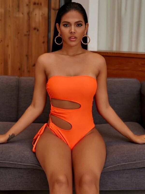 Cut-out Tie Side One Piece Swimsuit