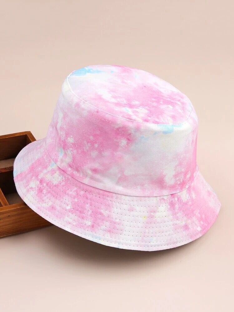 Pink Tie Dye Print Bucket Hat (Reversible)