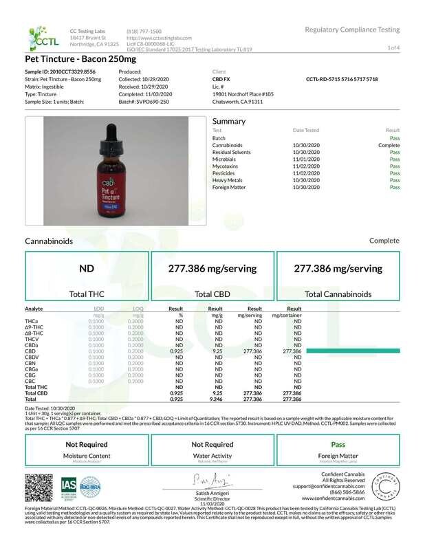CBDfx - CBD Oil For Pet - Small Breeds - 250 Mg - 9kg Or Less