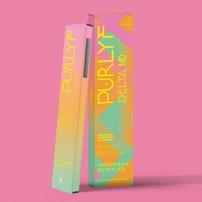 Purlyf - D10 - Disposable - Tropicana Zkittlez - INDICA - 2000mg Purlyf - D10 - Disposable - Tropicana Zkittlez - INDICA - 2000mg