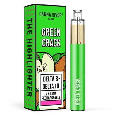 THE HIGHLIGHTER – GREEN CRACK 2.5 Gram – Delta 8 + Delta 10 (CANNA RIVER DISPOSABLE)