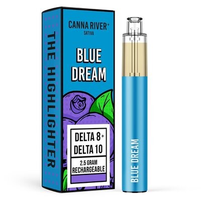 THE HIGHLIGHTER – BLUE DREAM 2.5 Gram – Delta 8 + Delta 10 ( CANNA RIVER DISPOSABLE )