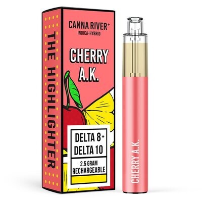 THE HIGHLIGHTER – CHERRY AK 2.5 Gram – Delta 8 + Delta 10 ( CANNA RIVER DISPOSABLE ) THE HIGHLIGHTER – CHERRY AK 2.5 Gram – Delta 8 + Delta 10 ( CANNA RIVER DISPOSABLE )