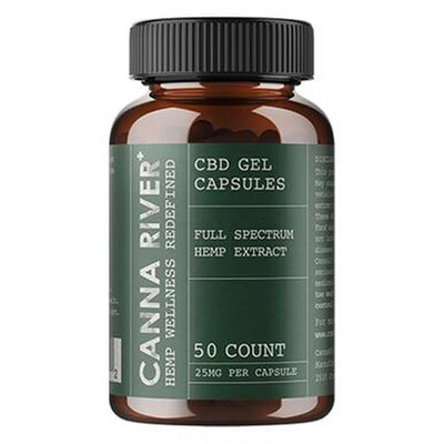 CBD Soft Gel – 25mg/capsule – Full Spectrum Gels with Hemp Extract – CANNA RIVER