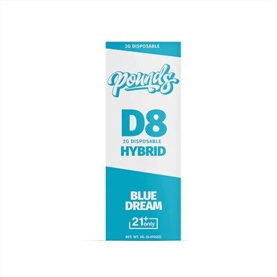 POUNDS - BLUE DREAM 2000mg – D8 - HYBRID – 2G DISPOSABLE PEN POUNDS - BLUE DREAM 2000mg – D8 - HYBRID – 2G DISPOSABLE PEN