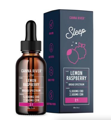 Canna River – Sleep Tincture – Full Spectrum – CBD 5000mg +CBN 2500mg – Lemon Raspberry – 60ml