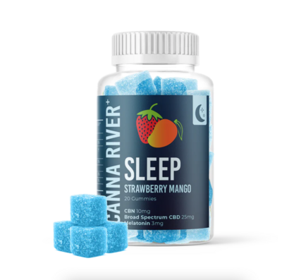 Canna River – CBD Gummy – SLEEP – CBD + Melantonin – Strawberry Mango – 20ct – 25mg