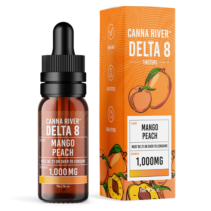 Canna River – D8 Tincture – 1000mg – 15ml – Mango Peach Canna River – D8 Tincture – 1000mg – 15ml – Mango Peach