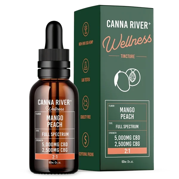 Canna River – Wellness – CBD + CBG – 7500mg – Tincture – Full Spectrum – Mango Peach – 60ml