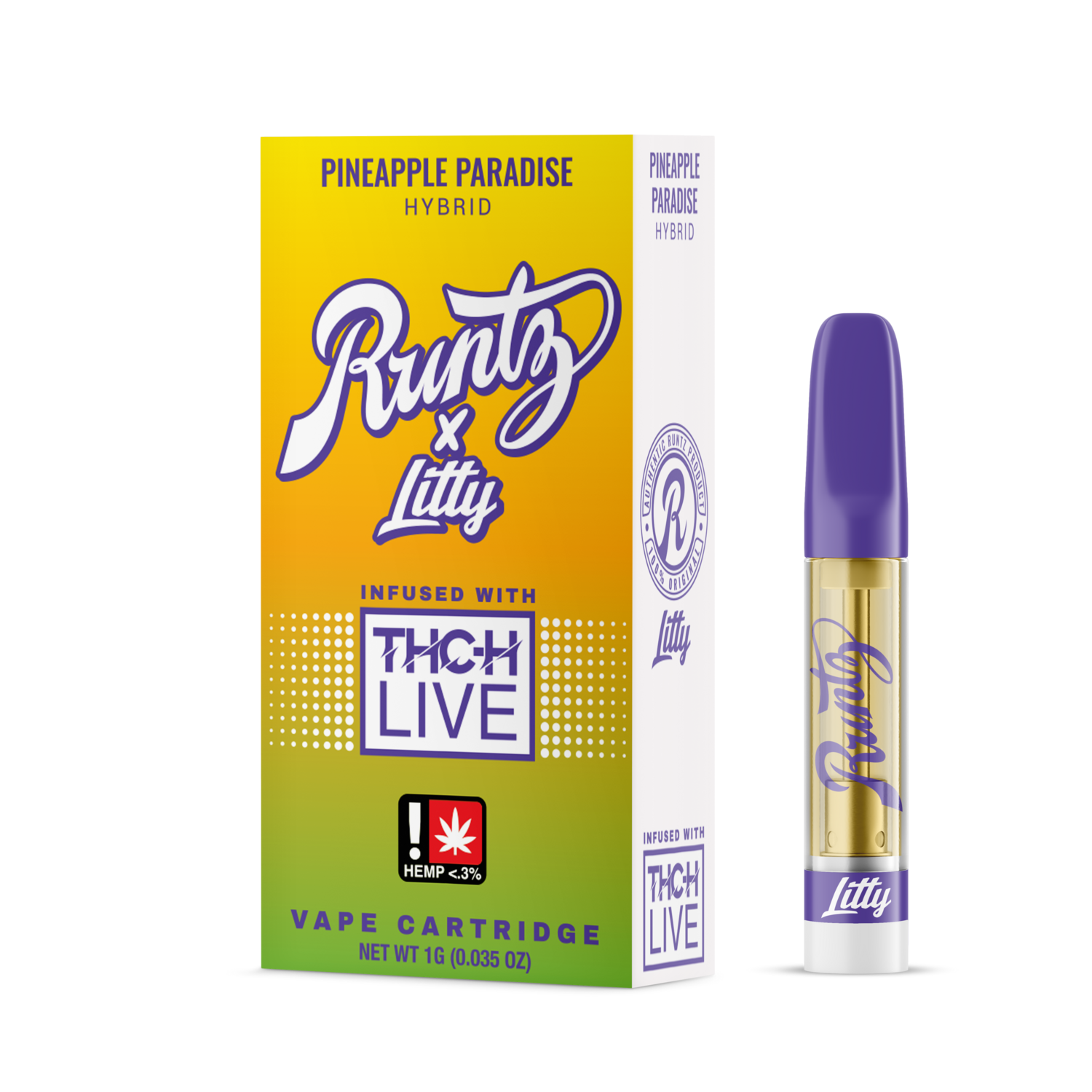 Runtz - THC-H Live - 1G - Pineapple Paradise - Hybrid - Cartridge