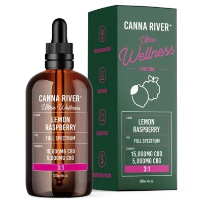 Canna River – Ultra Wellness Tincture – CBD + CBG – 20,000mg – 120ml – Lemon Raspberry – Full spectrum