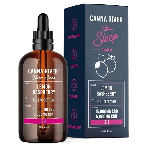 Canna River – Ultra Sleep Tincture – CBD + CBN – 20,000mg – 120ml – Lemon Raspberry – Full Spectrum