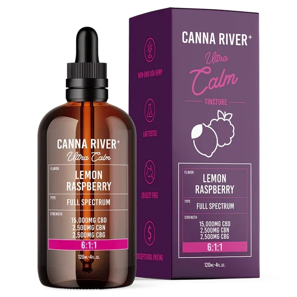 Canna River – Ultra Calm Tincture – CBD + CBG + CBN – 20,000mg – 120ml – Lemon Raspberry – Full Spectrum