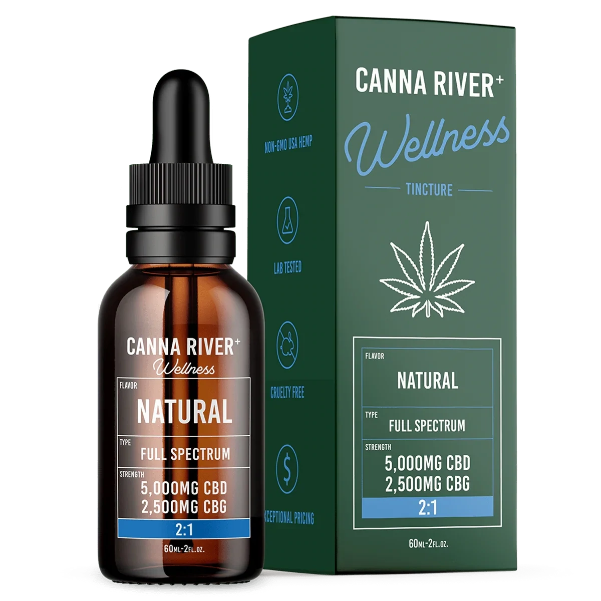 Canna River – Wellness – CBD + CBG – 7500mg – Tincture – Full Spectrum – Natural – 60ml