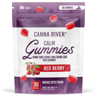 Canna River – Calm Gummies – (CBD 50mg + CBN 25mg + CBG 25mg) – Red Berry