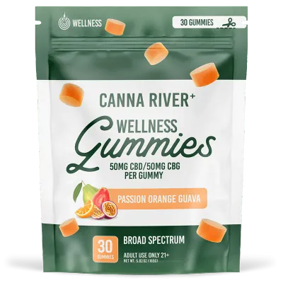 Canna River – Wellness Gummies – (CBD50mg + CBG 50 mg) – Passion Orange Guava
