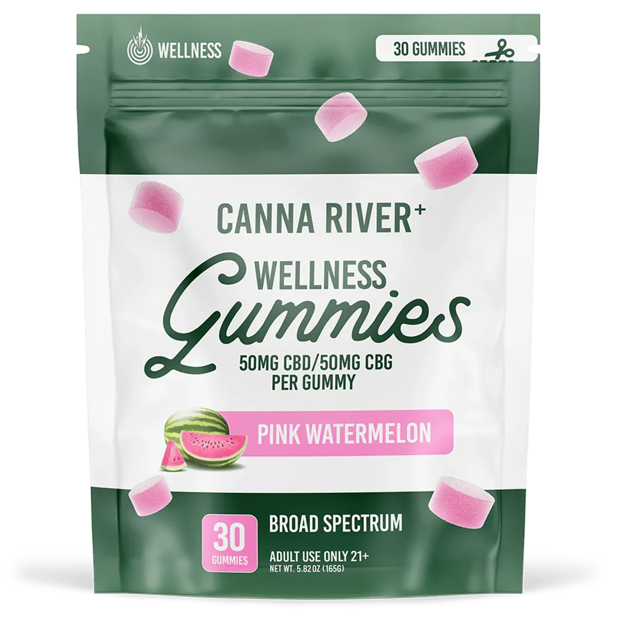 Canna River – Wellness Gummies – (CBD50mg + CBG 50 mg) – Pink Watermelon