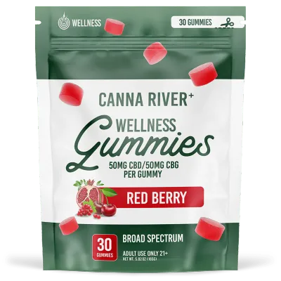 Canna River – Wellness Gummies – (CBD50mg + CBG 50 mg) – Red Berry