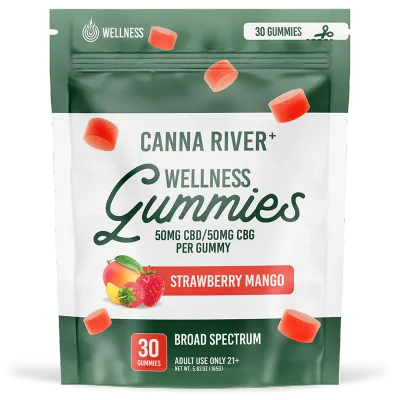 Canna River – Wellness Gummies – (CBD50mg + CBG 50 mg) – Strawberry Mango