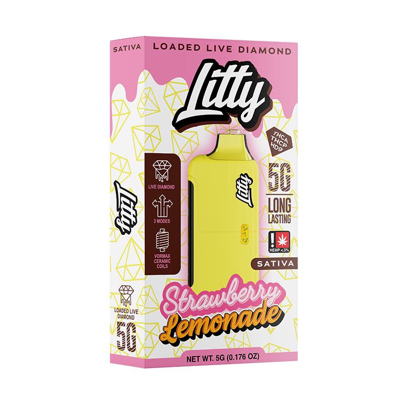 Litty - THCA Live Diamonds - Strawberry Lemonade - SATIVA - 5g - Disposable Litty - THCA Live Diamonds - Strawberry Lemonade - SATIVA - 5g - Disposable