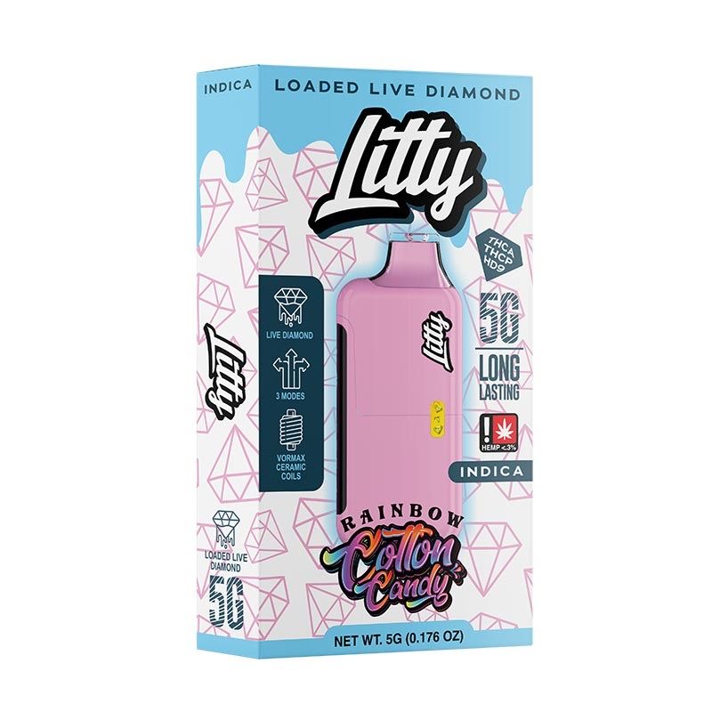 Litty - THCA Live Diamonds - Cotton Candy - INDICA - 5g - Disposable Litty - THCA Live Diamonds - Cotton Candy - INDICA - 5g - Disposable