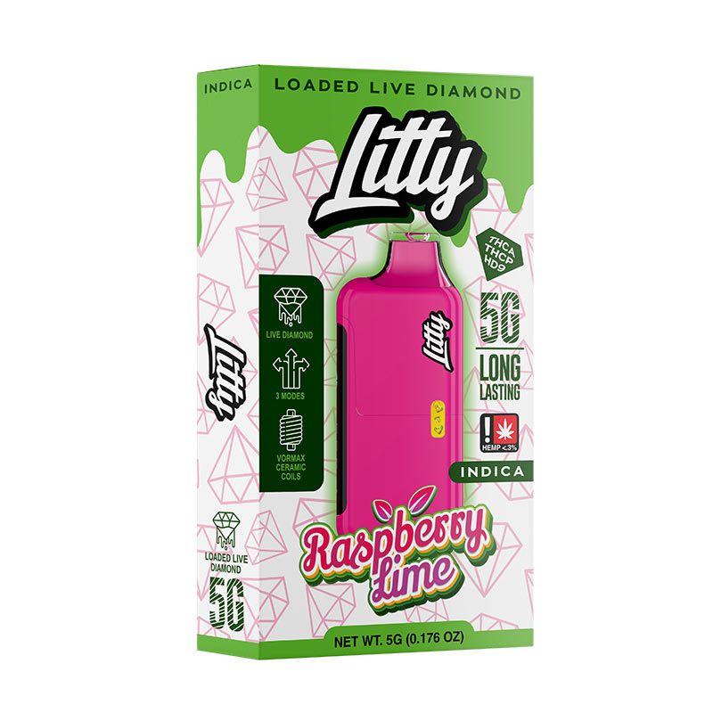 Litty - THCA Live Diamonds - Raspberry Lime - INDICA - 5g - Disposable Litty - THCA Live Diamonds - Raspberry Lime - INDICA - 5g - Disposable