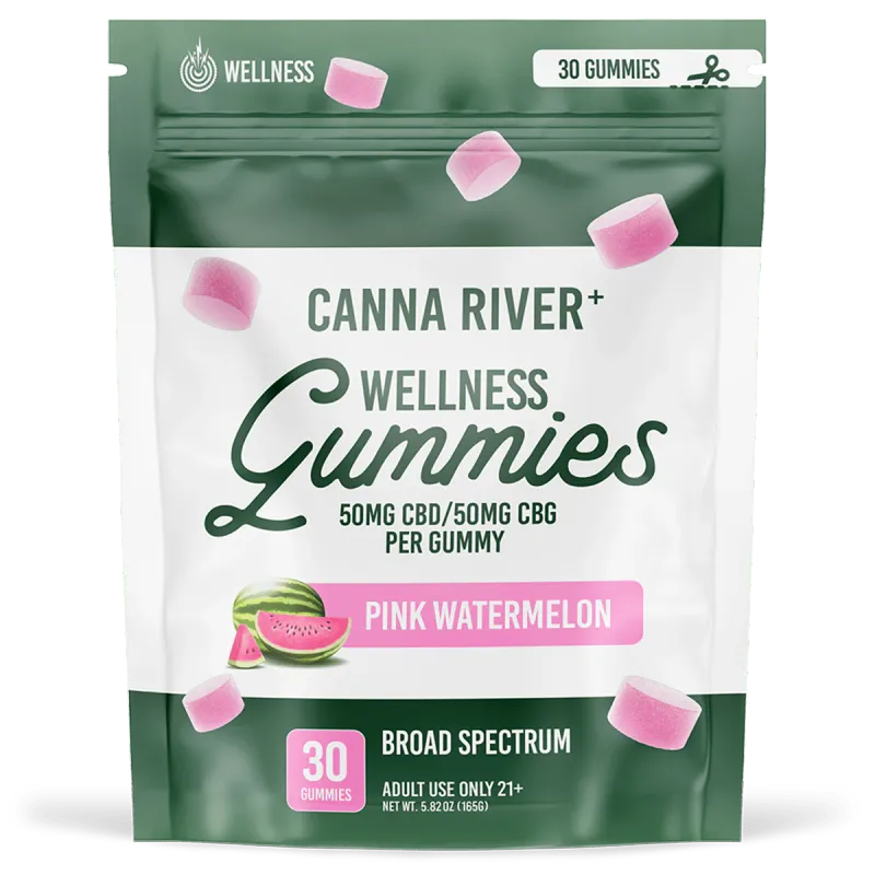 Canna River – Wellness Gummies – (CBD50mg + CBG 50 mg) – Pink Watermelon