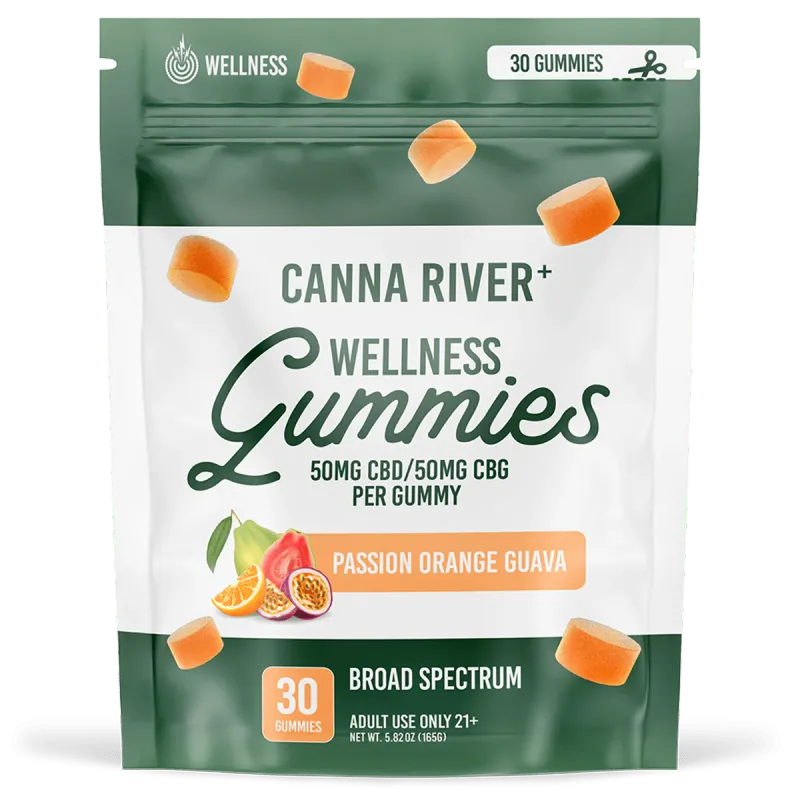 Canna River – Wellness Gummies – (CBD50mg + CBG 50 mg) – Passion Orange Guava