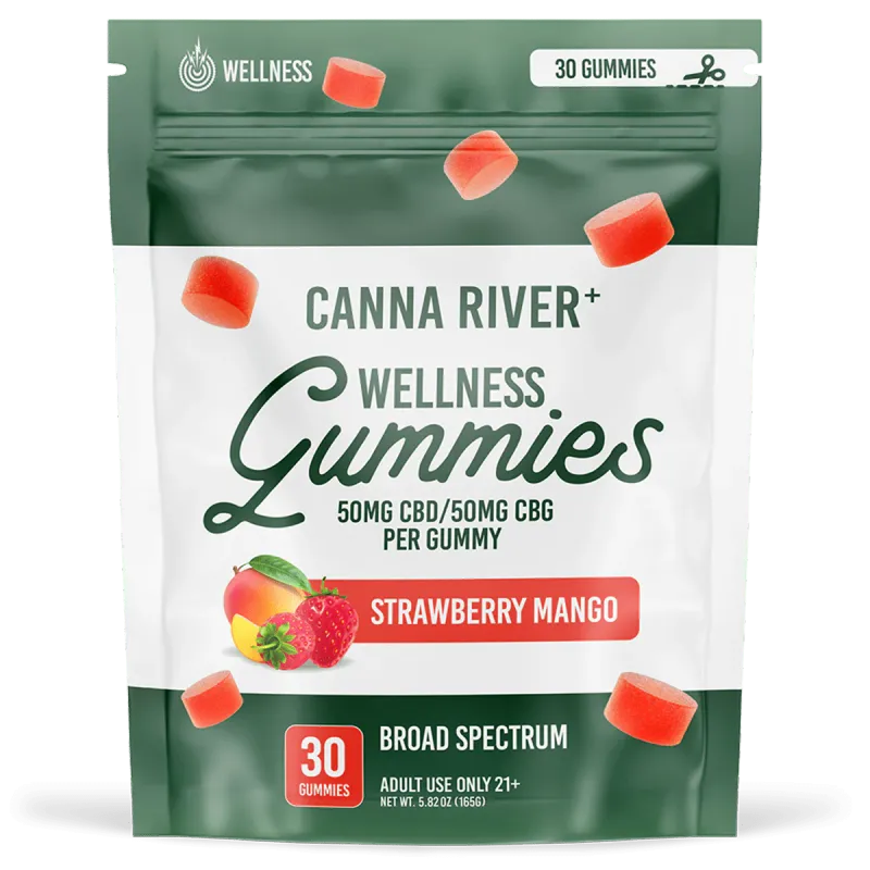 Canna River – Wellness Gummies – (CBD50mg + CBG 50 mg) – Strawberry Mango