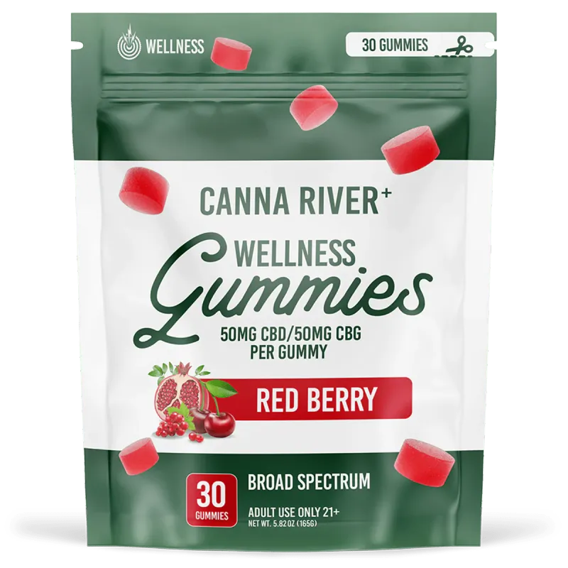Canna River – Wellness Gummies – (CBD50mg + CBG 50 mg) – Red Berry