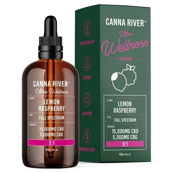 Canna River – Ultra Wellness Tincture – CBD + CBG – 20,000mg – 120ml – Lemon Raspberry – Full spectrum