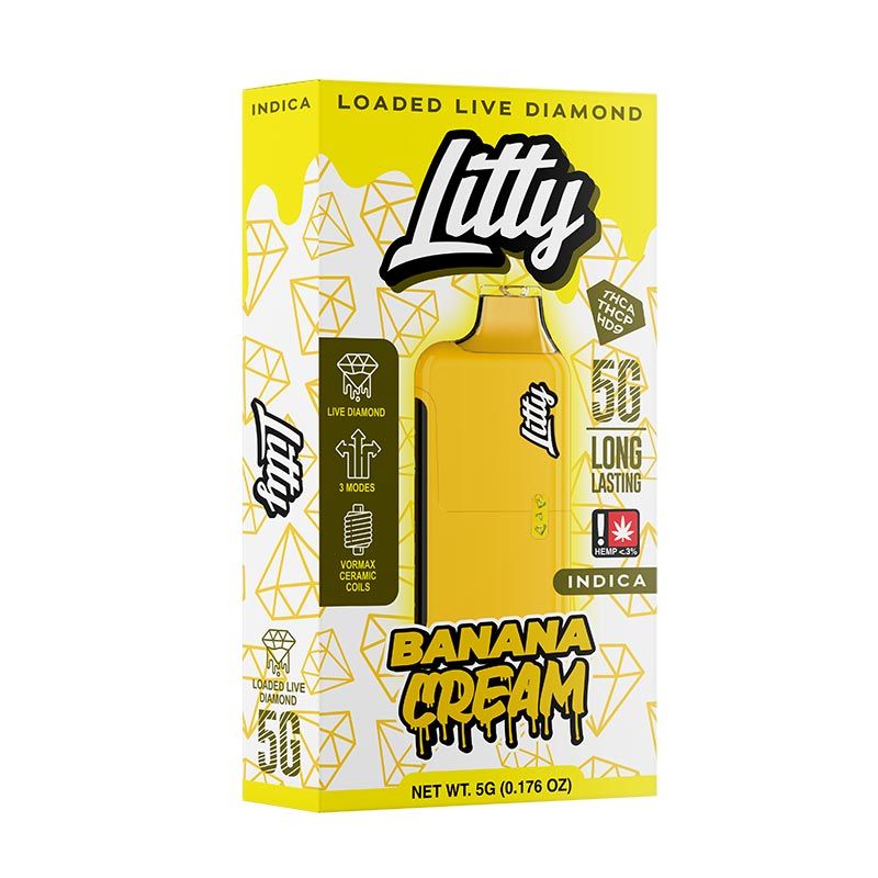 Litty - THCA Live Diamonds - Banana Cream - Indica - 5g - Disposable Litty - THCA Live Diamonds - Banana Cream - Indica - 5g - Disposable